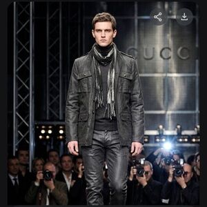 GUCCI Archival 2008 FW Runway Military Field Jacket Waxed Canvas Grey 50 L